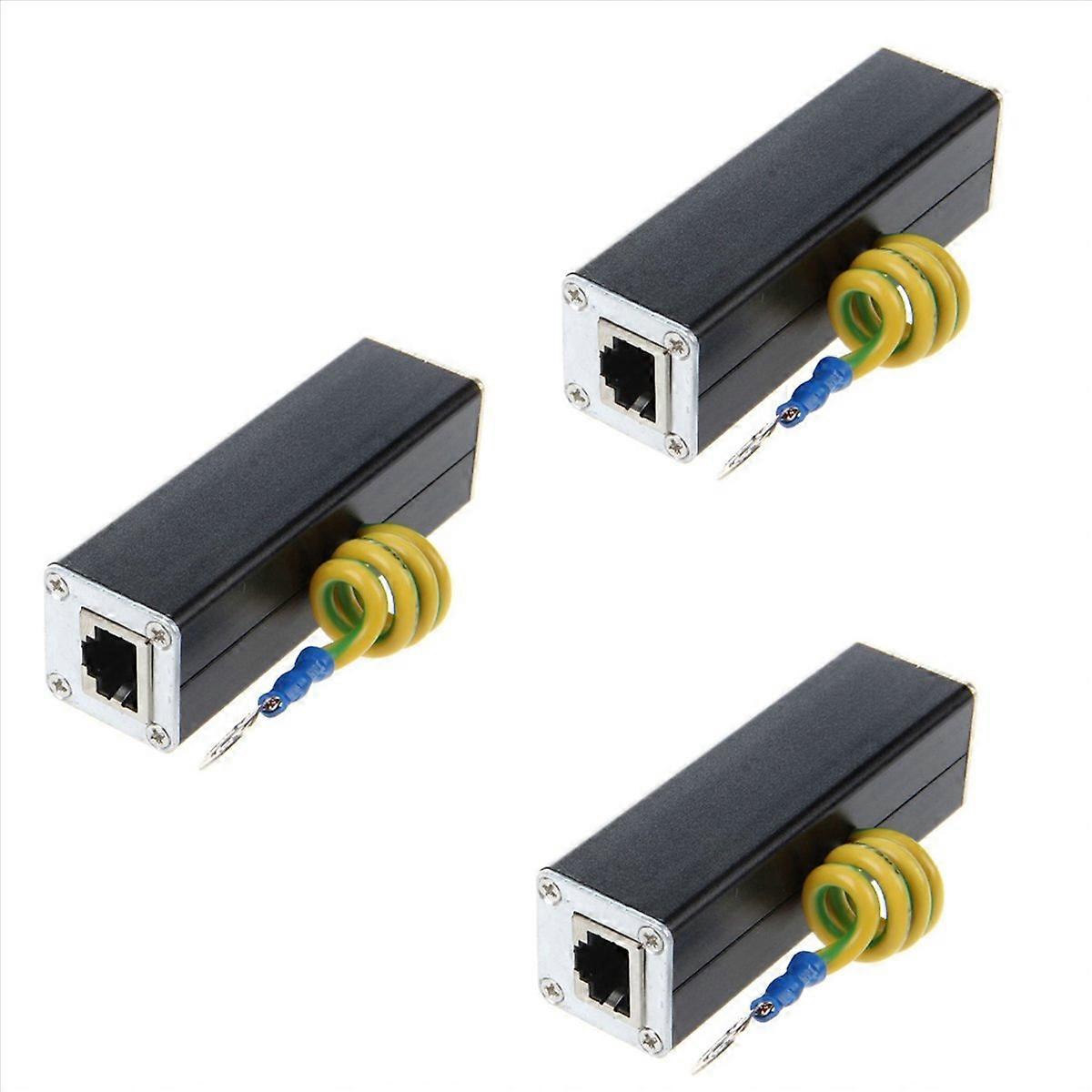 3X Semoic RJ45 Plug Ethernet Network Surge Protector Thunder Arrester 100MHz