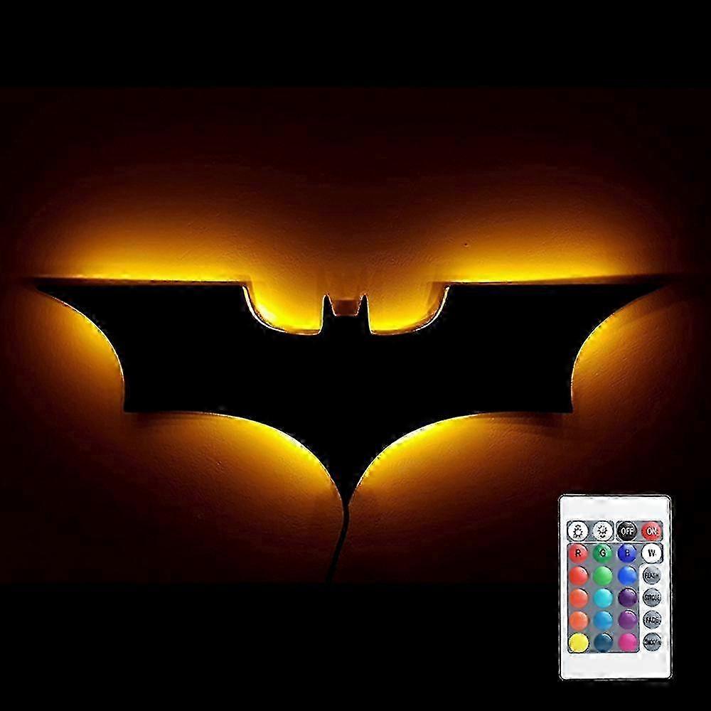 Creative 3D Bat Wall Lamp RGB LED Bedside Gaming Room Bar Decorative Light with Remote Control