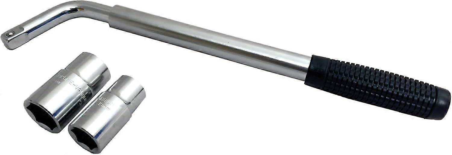 Car Wheel Socket Wrench - Extendable Handle - Socket Sizes: 17 mm, 19 mm, 21 mm, 23 mm - Compatible with All Standard Vehicles