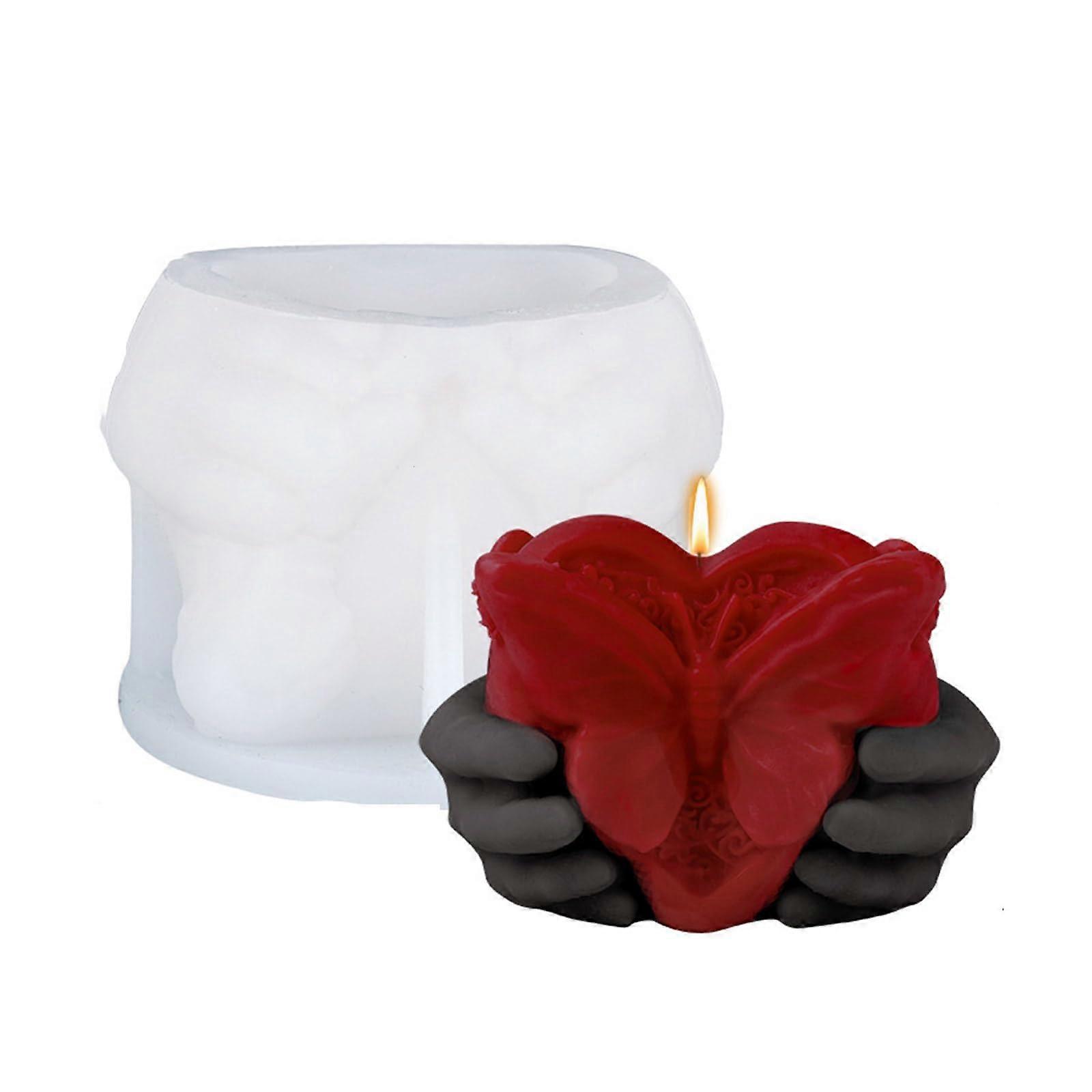 Silicone Heart Mold with Butterfly and Hand Holding Design for Resin Soap Baking Crafts