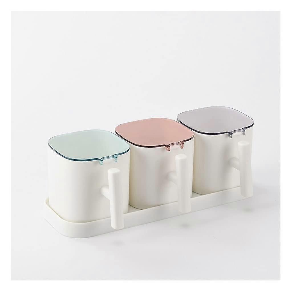 Spice Storage Containers Set with Transparent Lids and Spoons, Durable Kitchen Seasoning Jars on Tray