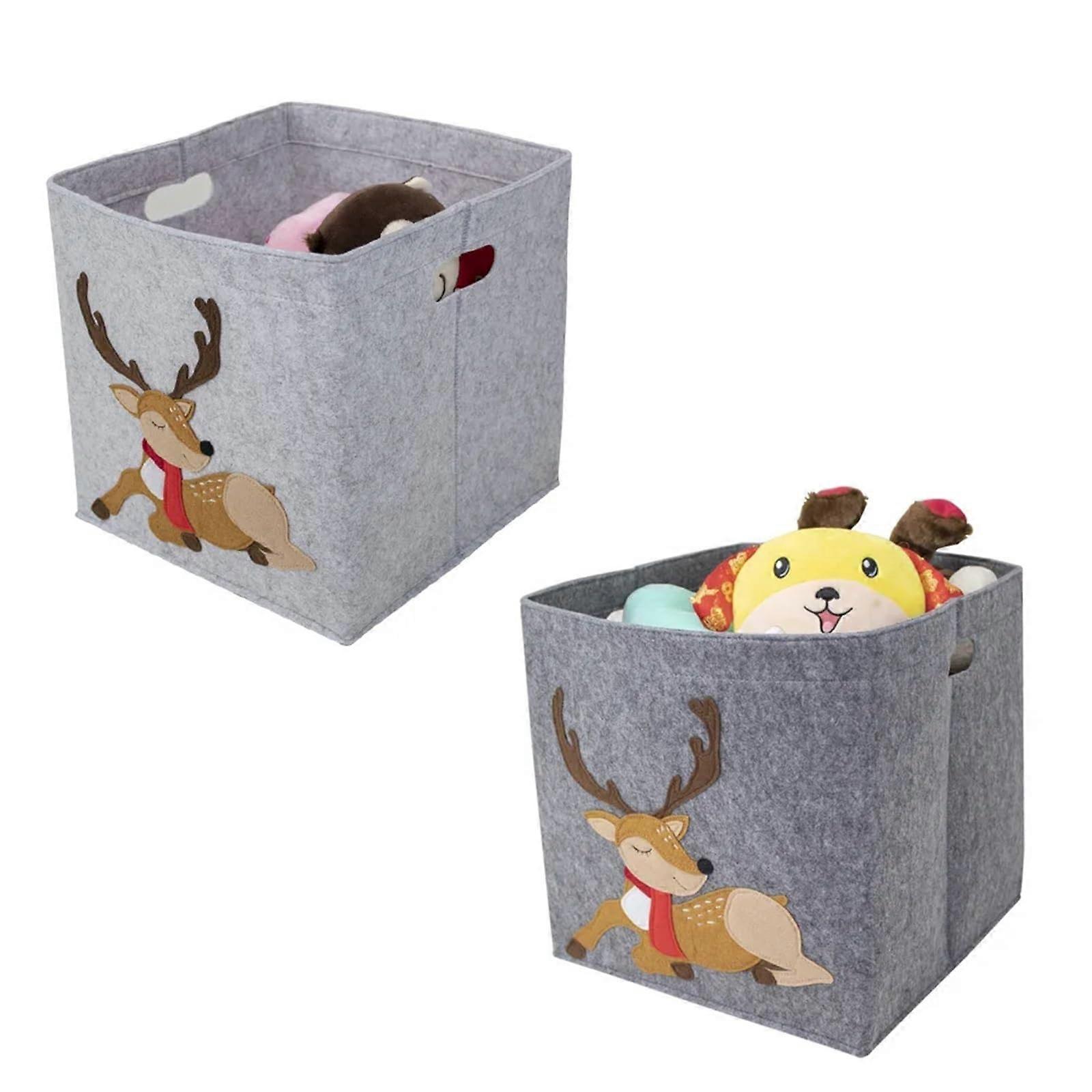 Storage Box 10Pack Folding Thickened Felt Organizer For Toys And Clothes 33x33 Cm Cartoon Pattern Grey2 Light Gray 28x28 Cm