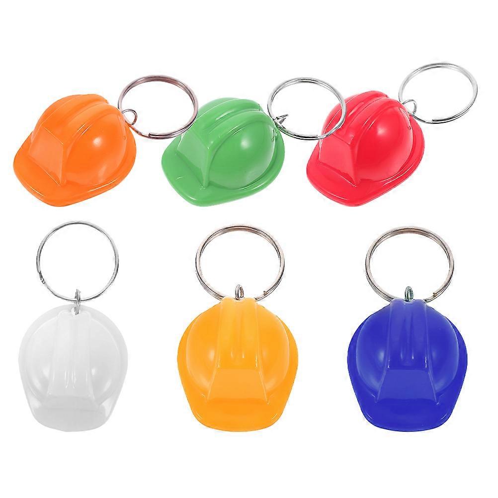 Construction Keychain Mini Hat for Party Favors 6Pcs Assorted Colors