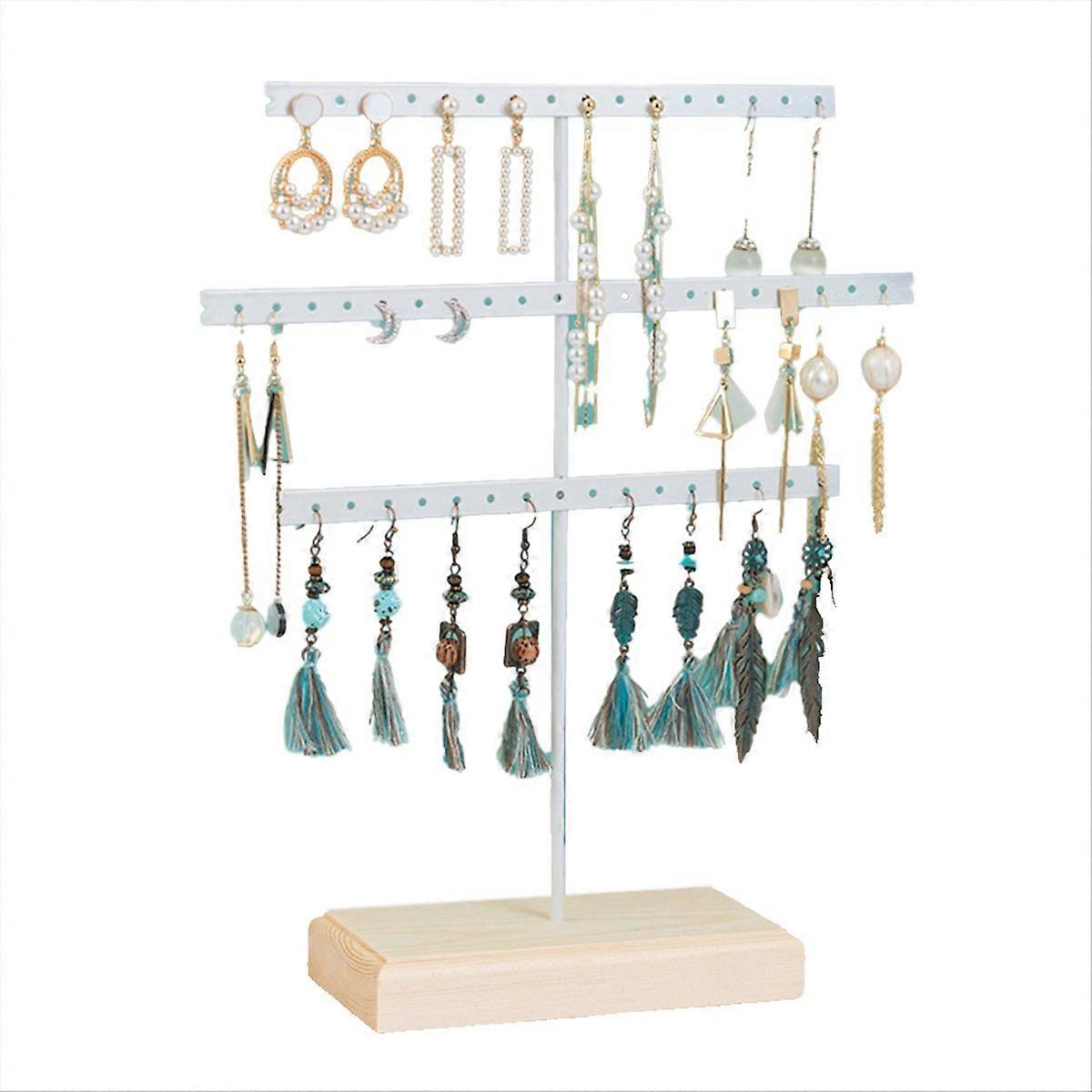 White 3-Layer Simple Earring Rack Earring Stand Jewelry Display Stand