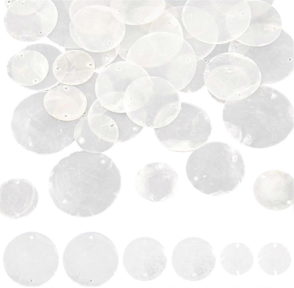 1 Box 48Pcs 3 Sizes Seashell Connector Charms Capiz Shell Charm Bulk Natural Summer Ocean Beach Hawaii Round Disc Coin Mother of Pearl Links for Jewel