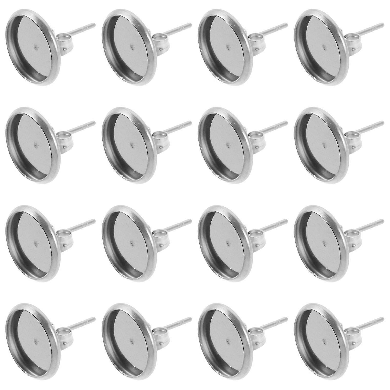 Earring Bezel Tray Metal Stud Earring Setting for 40Pcs DIY Projects