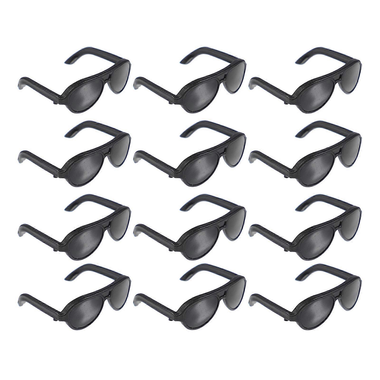 Black Mini Sunglasses for Doll Accessories Plastic Decoration 12Pcs