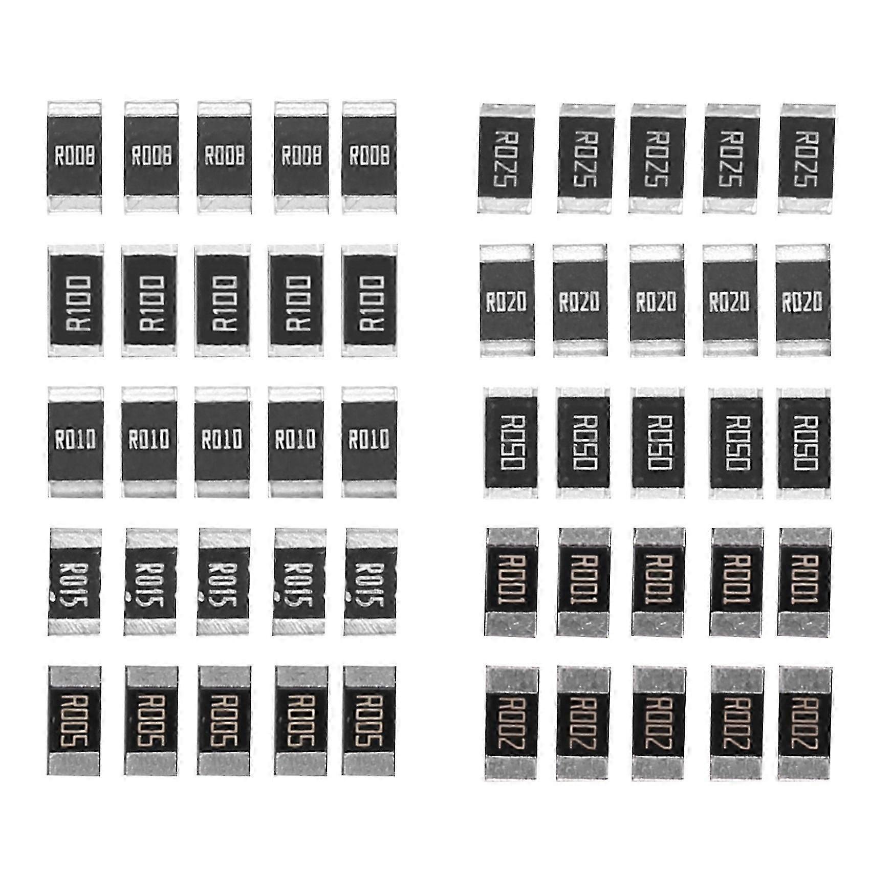 50Pcs Alloy Resistance 2512 SMD Resistor Samples Kit,10 Kindsx5pcs=50pcs R001 R002 R005 R008 R010 R Shwy