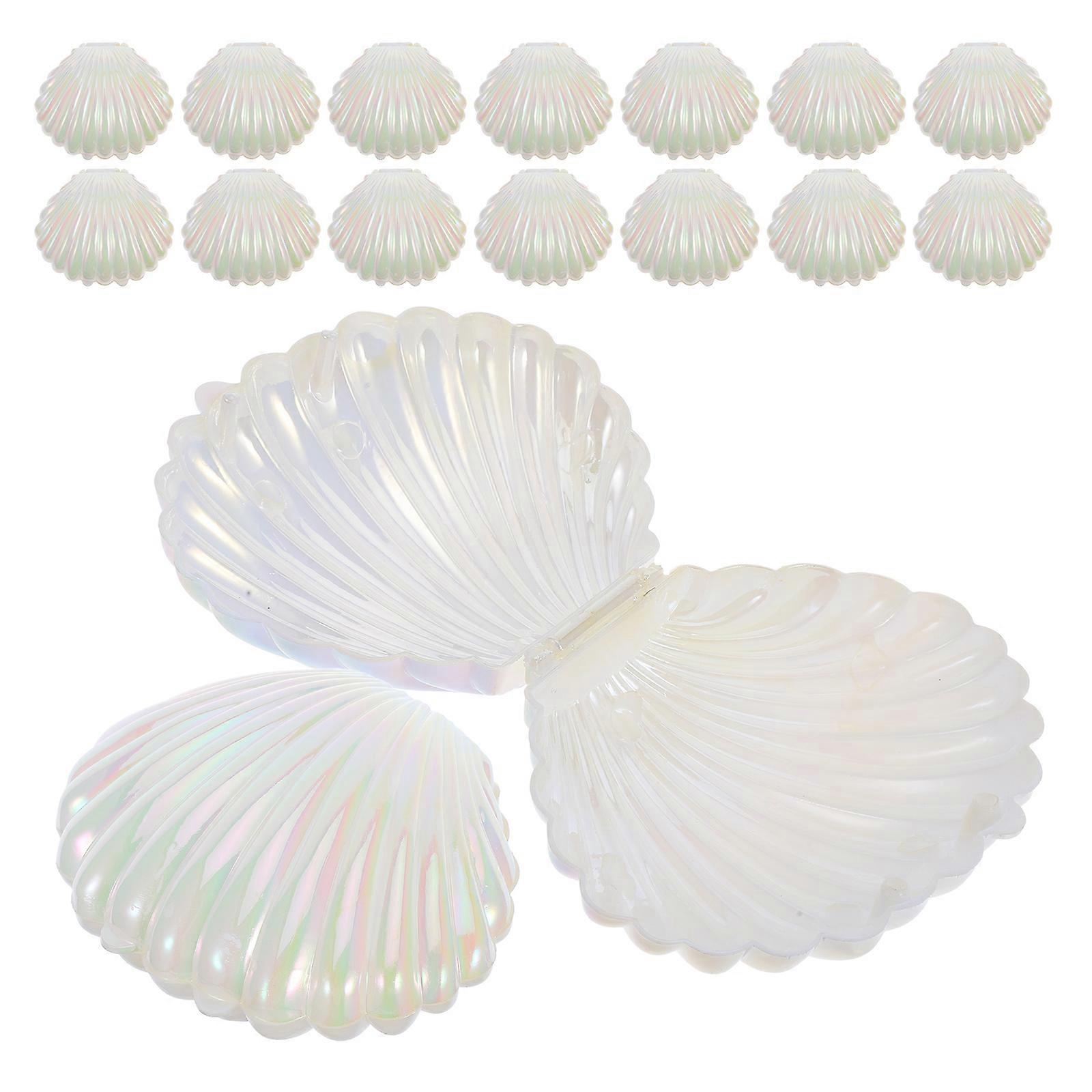Box Plastic Seashell Container for 24Pcs Pearlescent Party Use