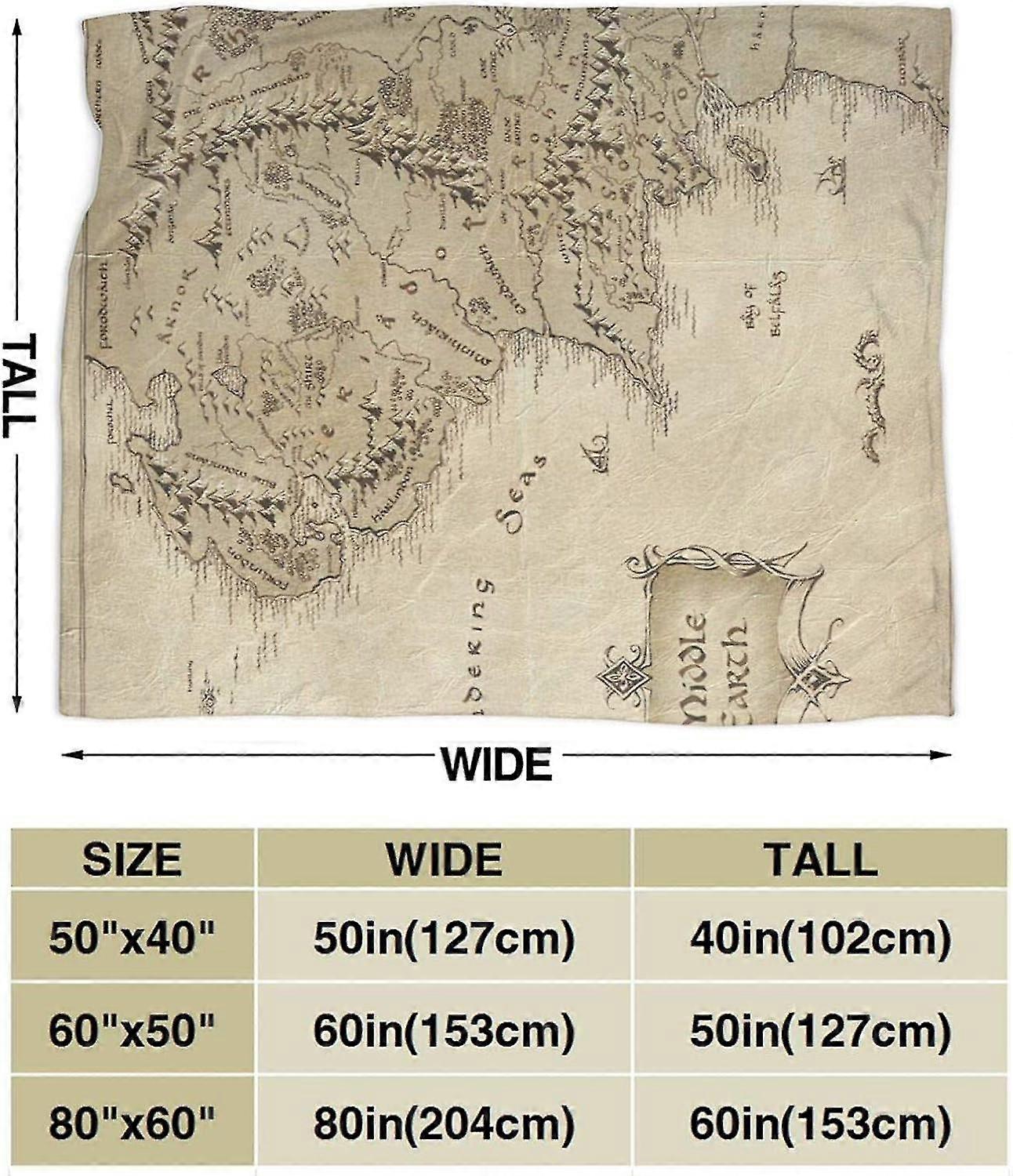 Middle Earth Map Lord of The Rings Ultra-Soft Micro Fleece Blanket Forcouch Fur Plush Throw Blankets for Suitable ch,Multicolor a1190