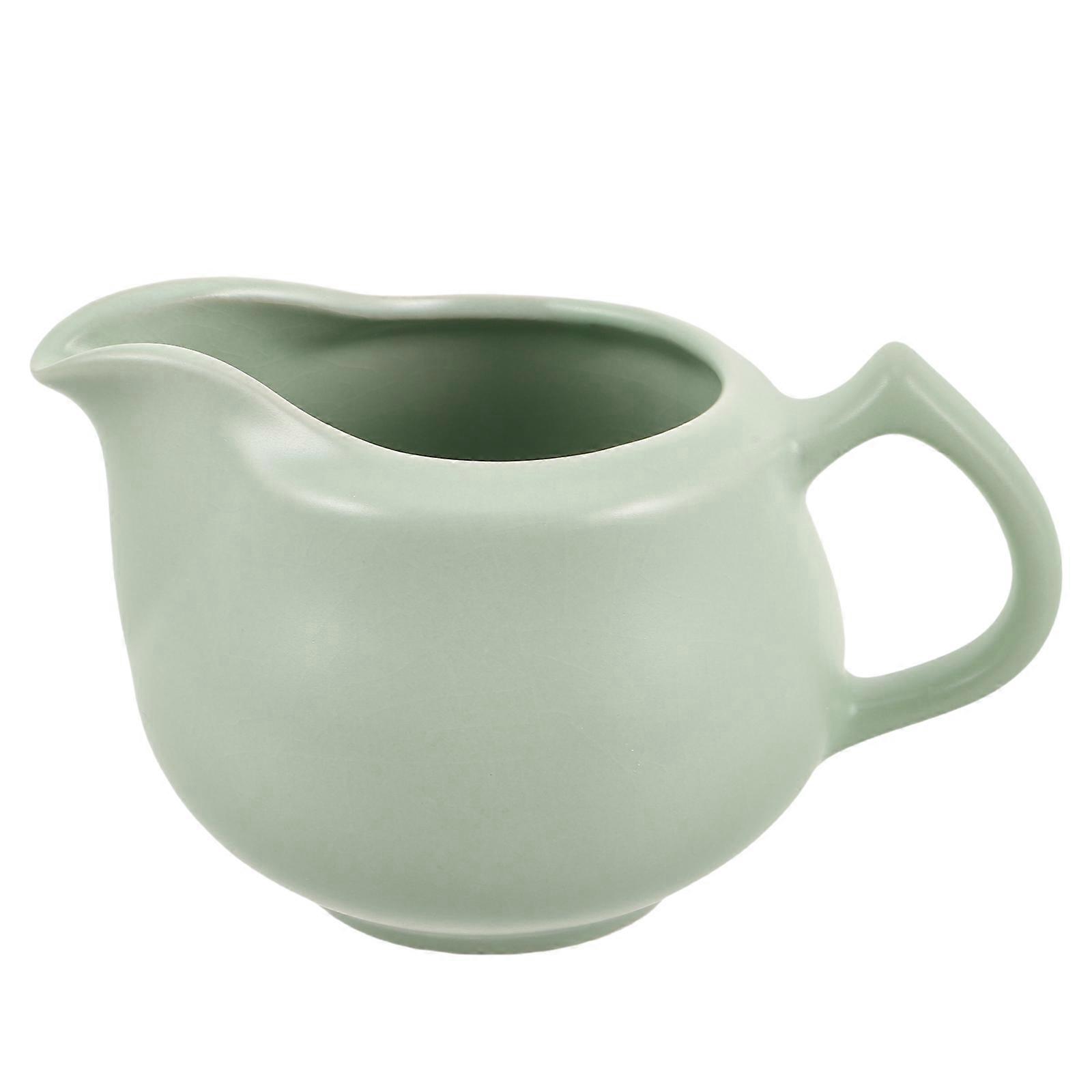 Ceramic Creamer with Handle for Serving Milk and Sauces Green Pitcher