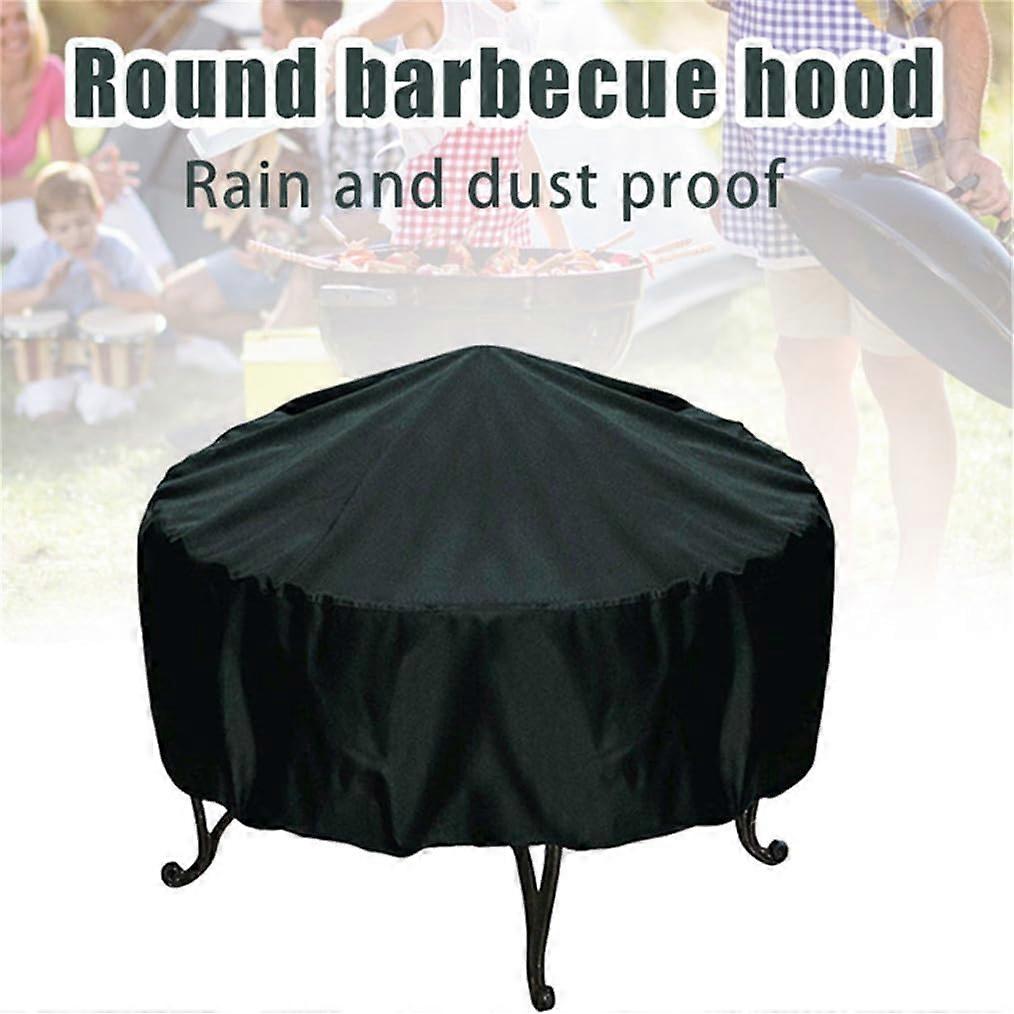 Fire Pit Cover Durable Waterproof Outdoor Fire Pit Cover Round, with Drawstring (black)