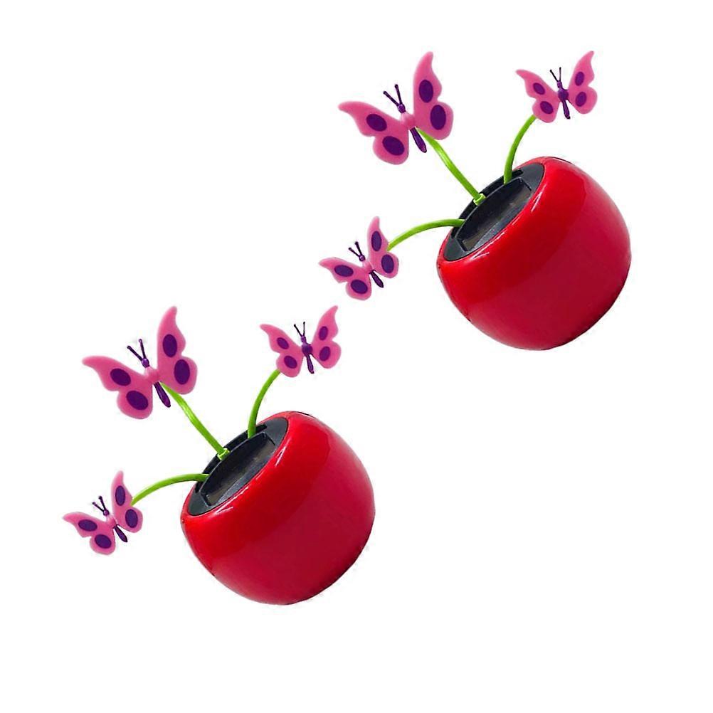 Creative Car Ornament Swing Design Solar Powered with 4Pcs for Interior Decor