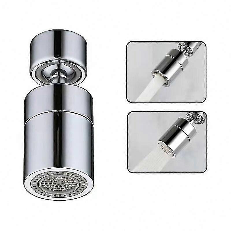 Silver 360° Swivel Faucet Nozzle with Dual Modes, Water-Saving Aerator for Kitchen and Bathroom Sinks