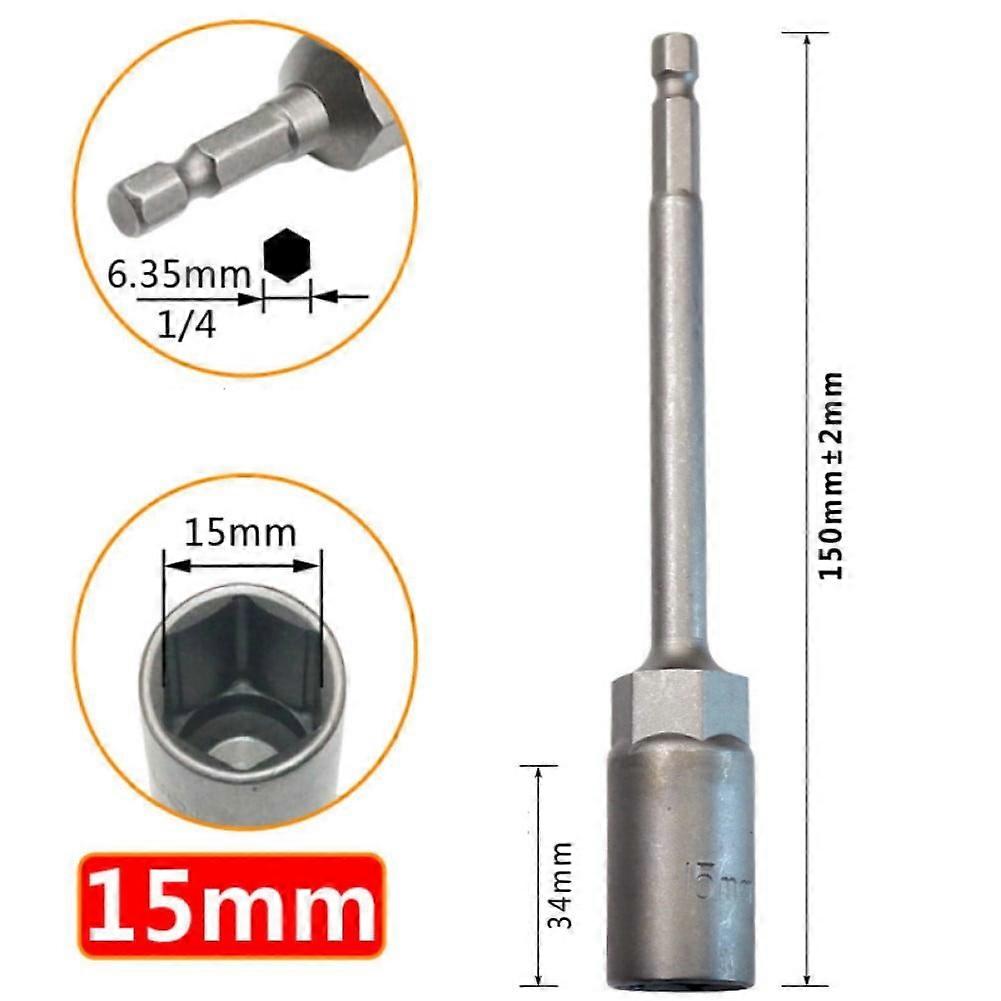 1PC 150mm Hexagon Nut Driver Drill Bit Adapter Socket Wrench Extension Sleeve