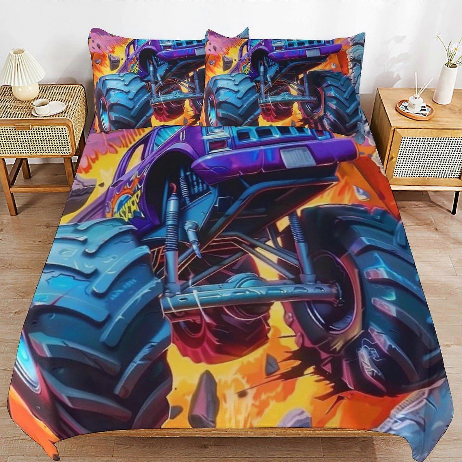 Monster truck Consistent Soft Layer Machine Wash Safe Threaded Finish Duvet Cover Sets Comfortable Bedding