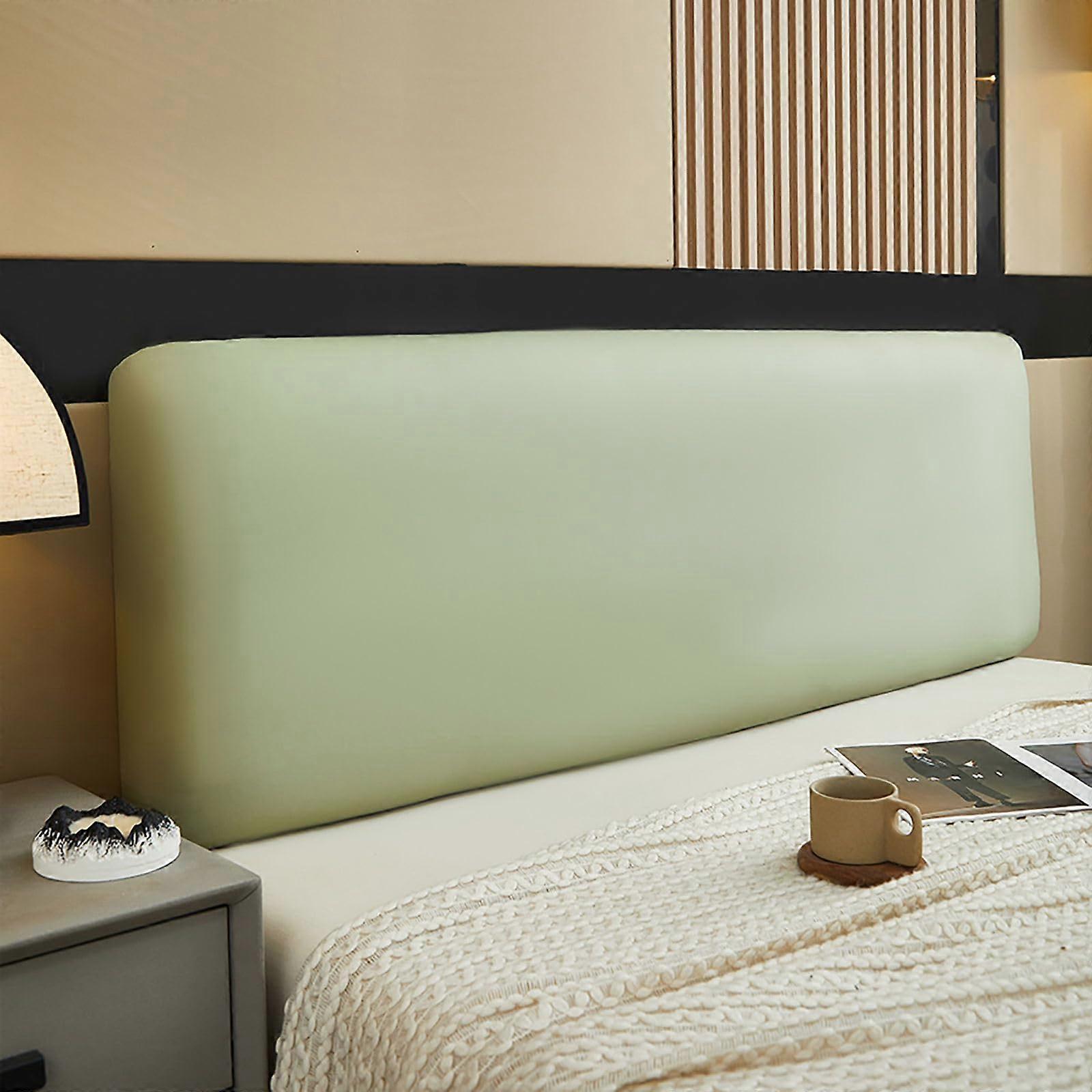 PU Leather Waterproof Headboard Cover Twin Size Green, Stretch Fit Protector with Elastic Bottom