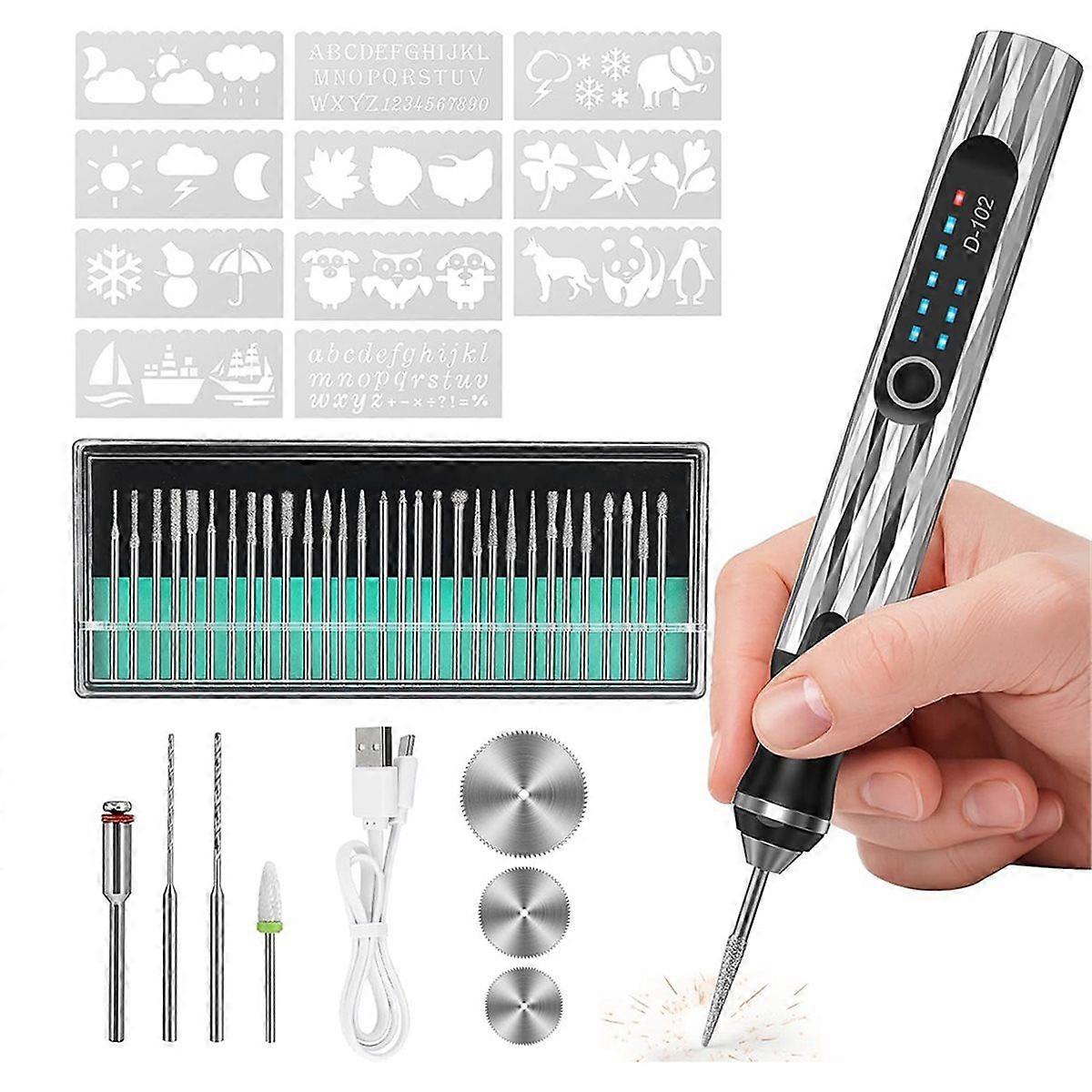 Advanced Rotary Engraving Tool with USB Rechargeable Battery, 37 Accessories, and 3-Speed Setting f