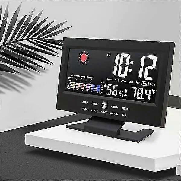 Voice-controlled Digital Clock, Temperature And Humidity Display, With Weather Forecast