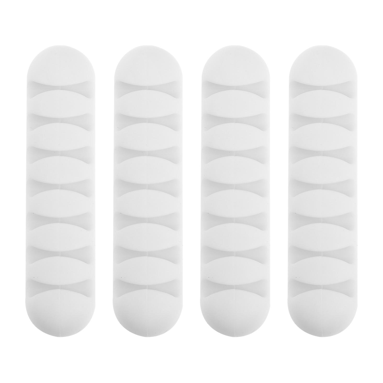 Adhesive Cable Organizer Silicone Wire Holder for Storage 4Pcs White Pack