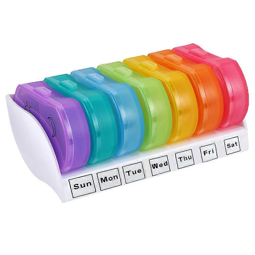Assorted Color Mini Pill Cases Weekly Storage Organizer 7Pcs Set