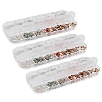 Glimmer-Marmor-Nagelpailletten für Nagelkunst-Dekoration, 3er-Packung