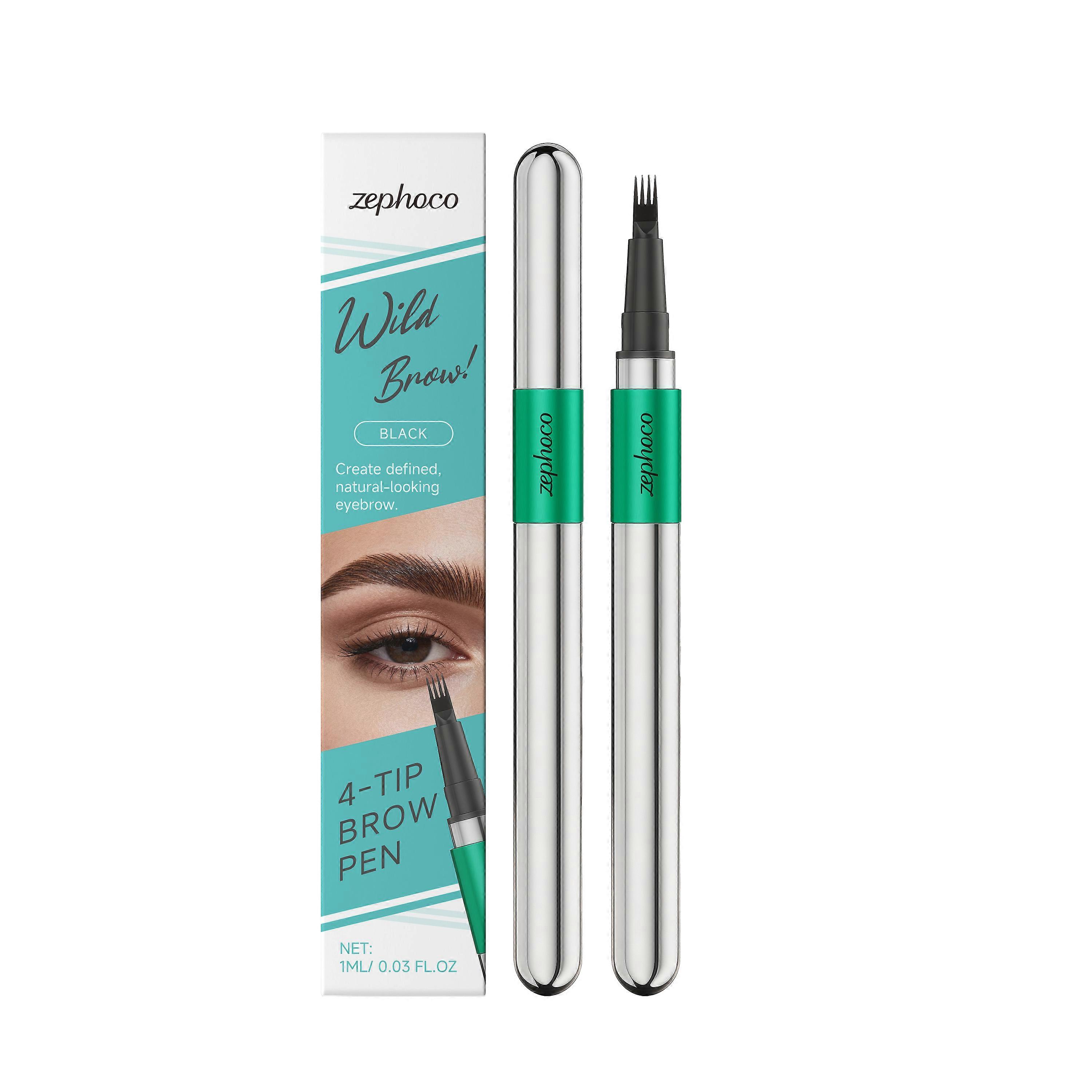 zephoco Three-Dimensional Natural Four-Fork Eyebrow Pencil Black Three-Dimensional Color Display Without Smudging, Suitable For Beginners
