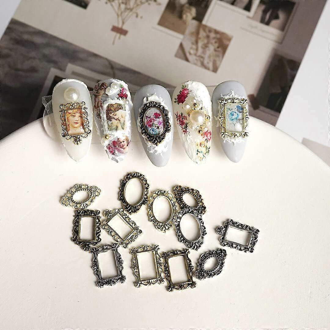 Press On Nails Full Coverage Retro Crystal Rhinestone Nail Art Decorations 10pcs Durable Tips