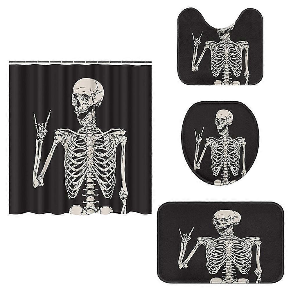 Halloween Skull Pattern Polyester Bathroom Set Waterproof Decorative 180x180cm 1Set