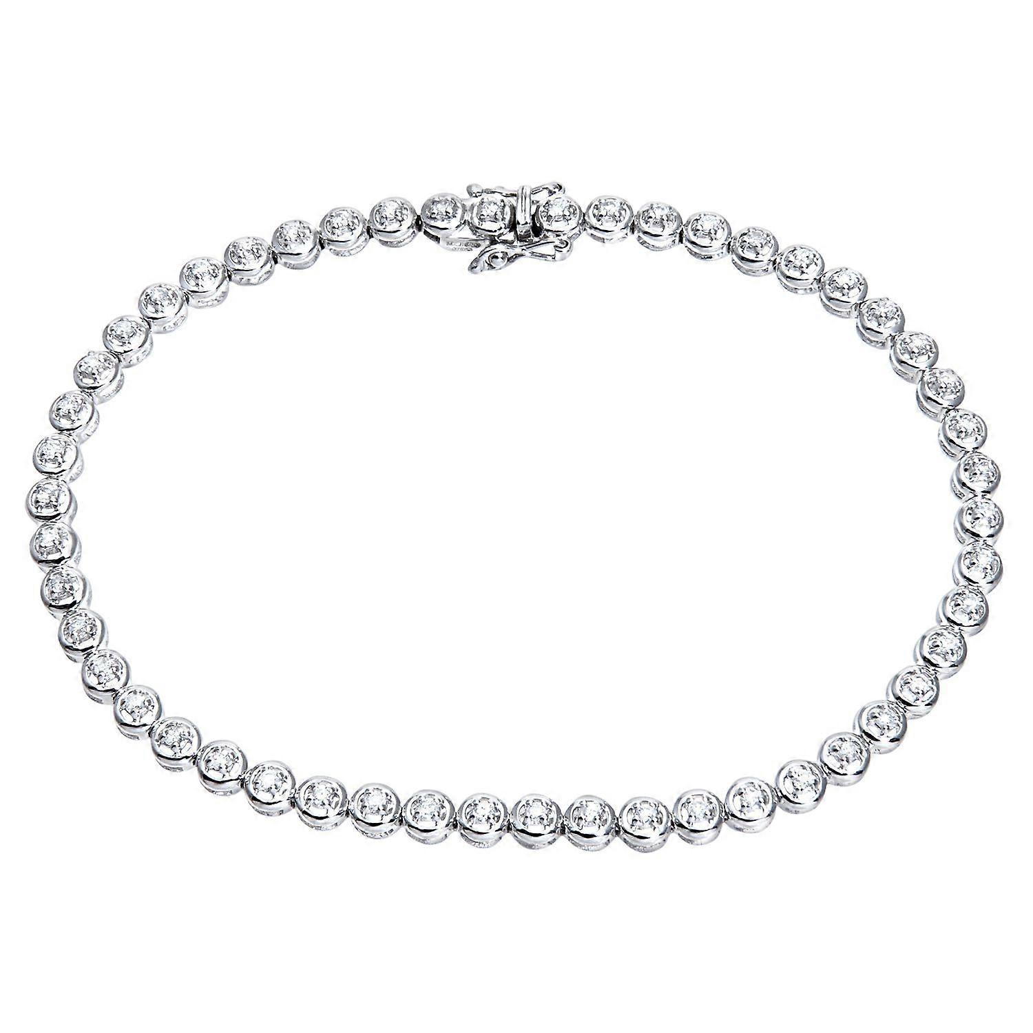 Jewelco London 9K 白金圆形 1/2 克拉钻石甜甜圈 Illusion 网球手链