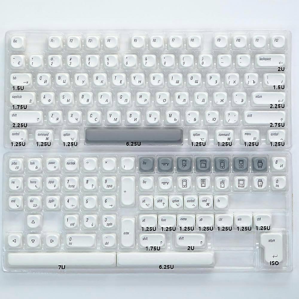 PBT KOA Profile Keycap Set 138Key White for Mechanical Keyboard ISO 7u Layout