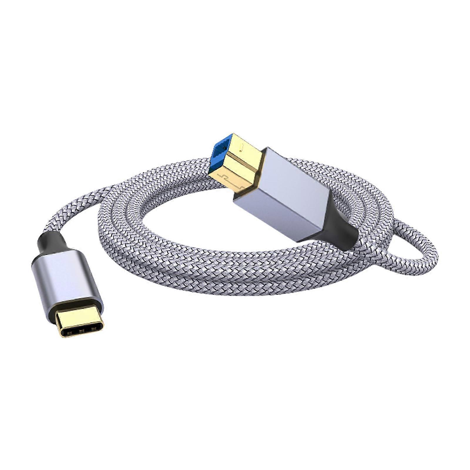 USB C to USB B 3.0 Printer Cable 5Gbps Speed Nylon Braided GoldPlated for Scanner and HDD