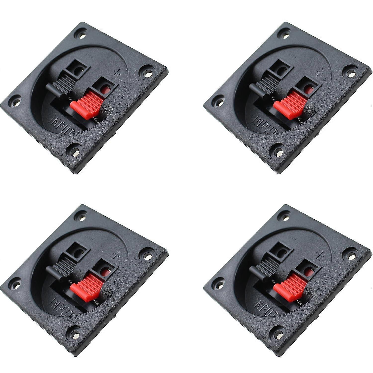 4PCS 57mm Square Speaker Terminal Cup with Spring Loaded Subwoofer Connector, 2 Pin Plate