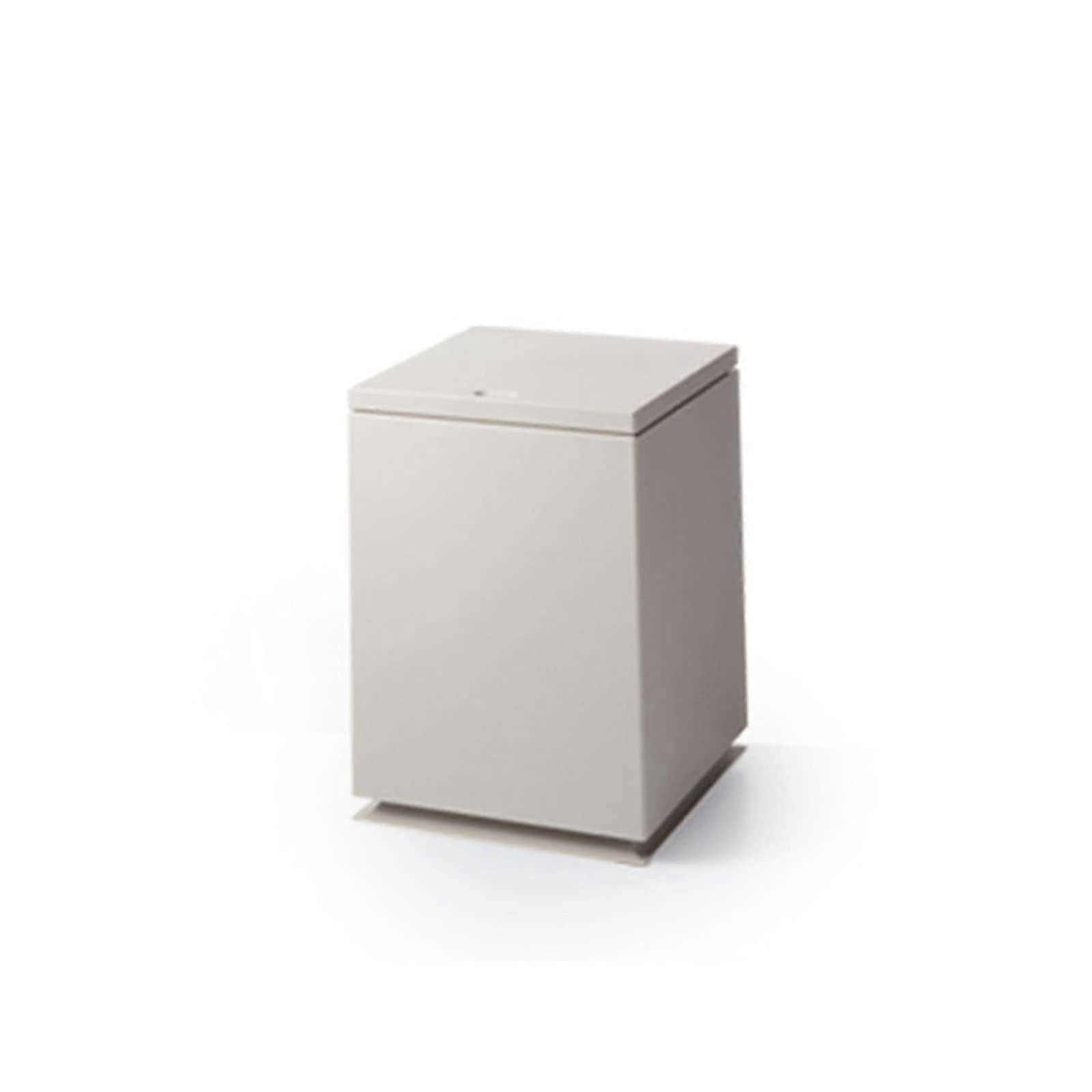 Square Flip Lid Trash Can with Pressing Lid Design, DoubleLayer Plastic Waste Bin for Bathroom Kitchen, Light Grey