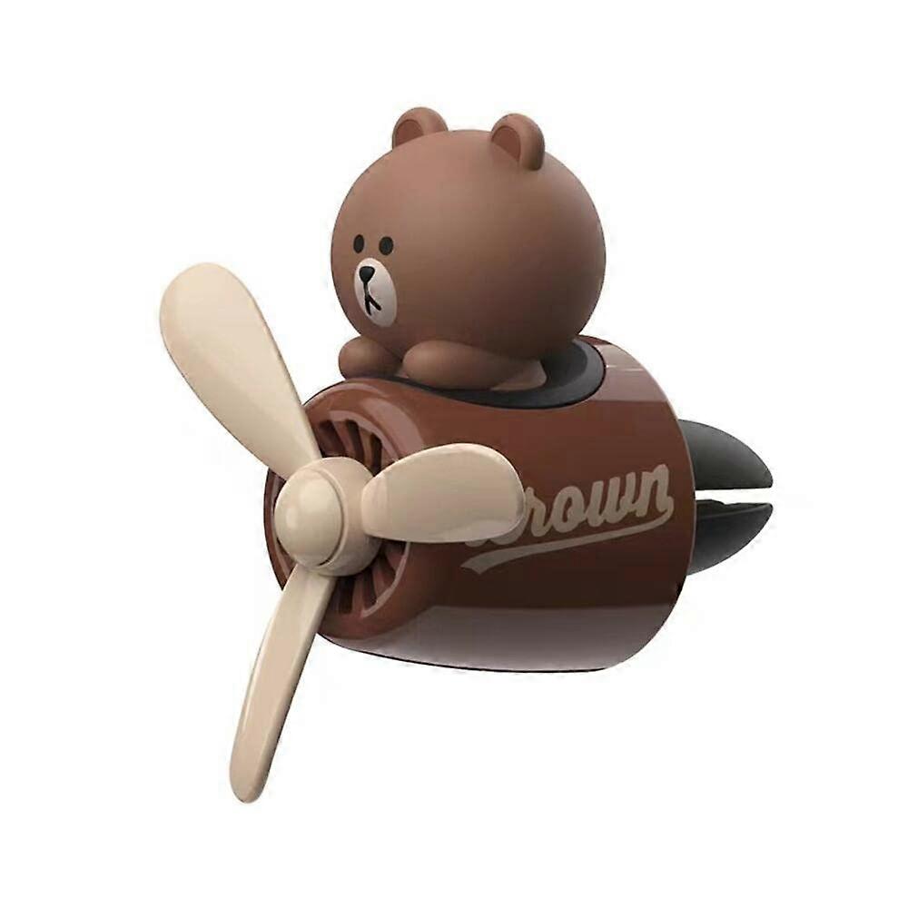 Rotating Propeller Cartoon Pilot Car Air Freshener Vent Diffuser with LongLasting Aromatherapy Brown
