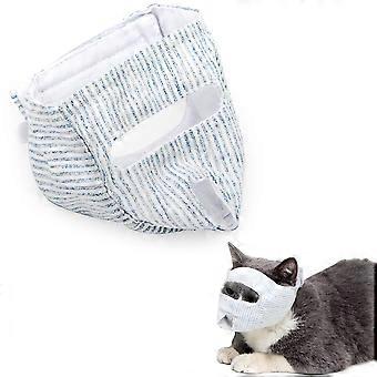 Cat Muzzle for Biting Prevention, Breathable Adjustable Fit, Soft Clear Fabric, Medium Size