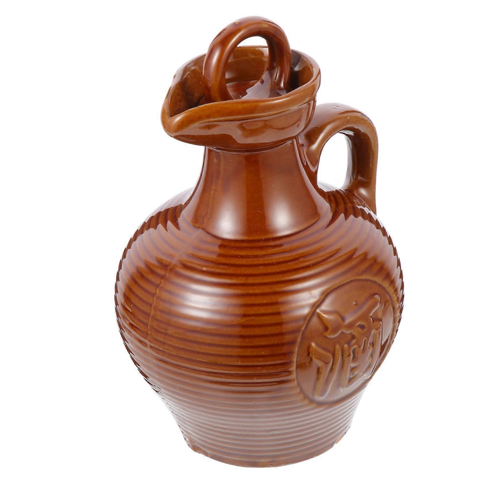 Ceramic Wine Jug 500ml with Smooth Edge Design for Home Bar Restaurant Easy Clean Surface
