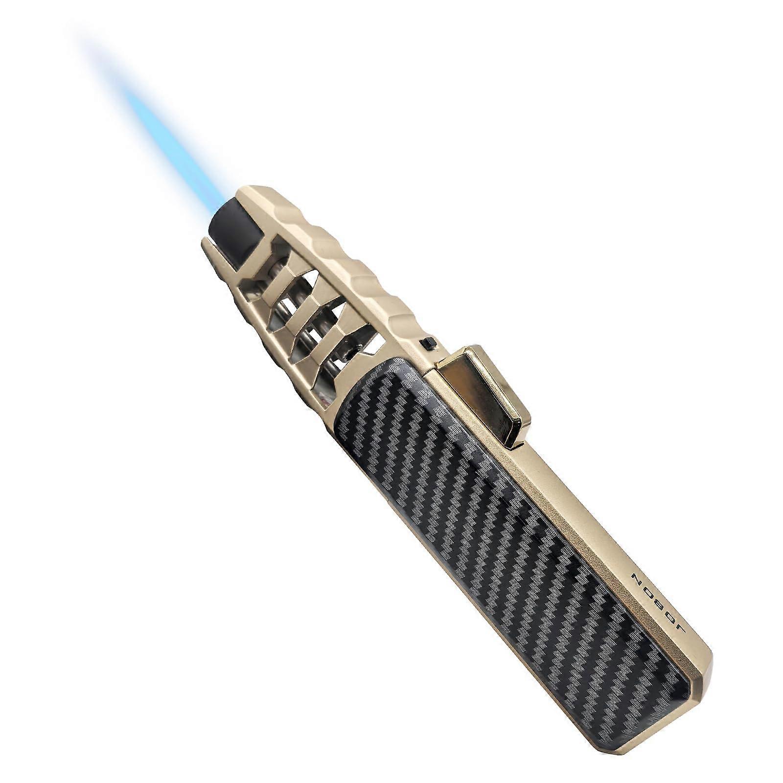 Butane Torch Lighter with Adjustable Flame Control, Refillable Blow Torch for Cooking Baking BBQ, Gold Lacquer with Black