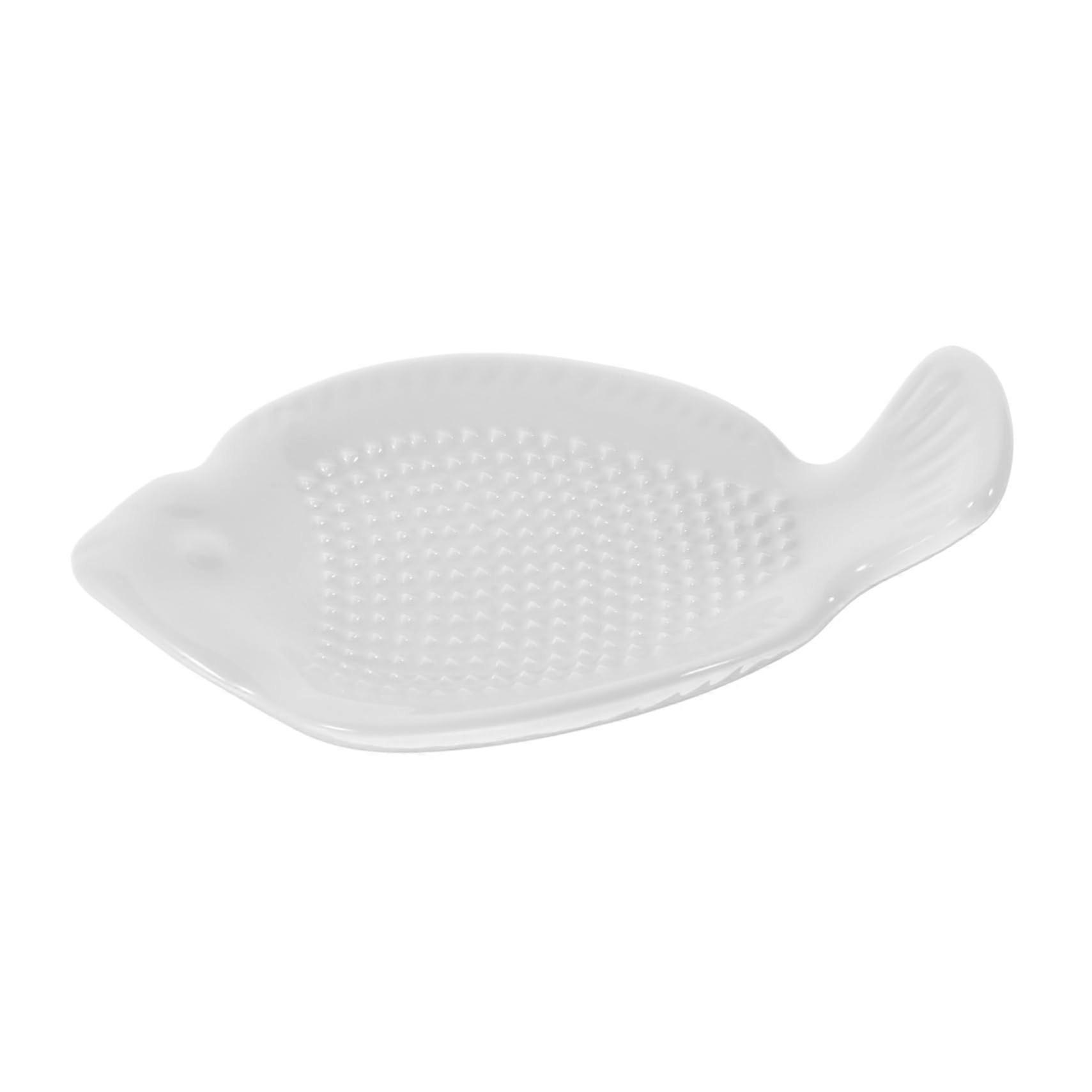 Ceramic Garlic Ginger Grater Plate for Efficient Rust Grinding, Dishwasher Safe Fish Shape