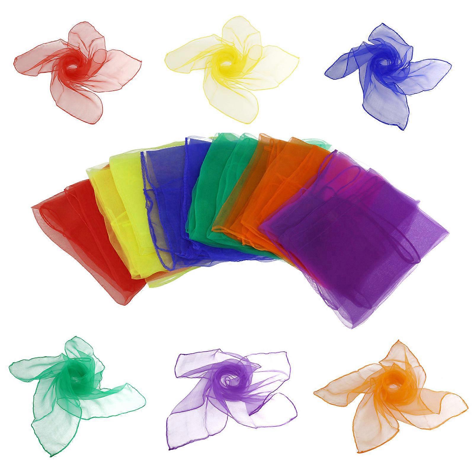 Small Square Juggling Silk Scarf for Stage 12Pcs Mixed Colors