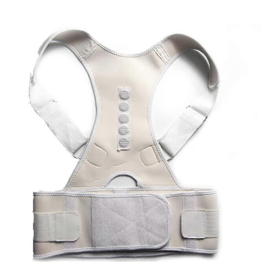Adjustable Posture Corrector Back Support Brace with Breathable Cotton Lining XXL Beige