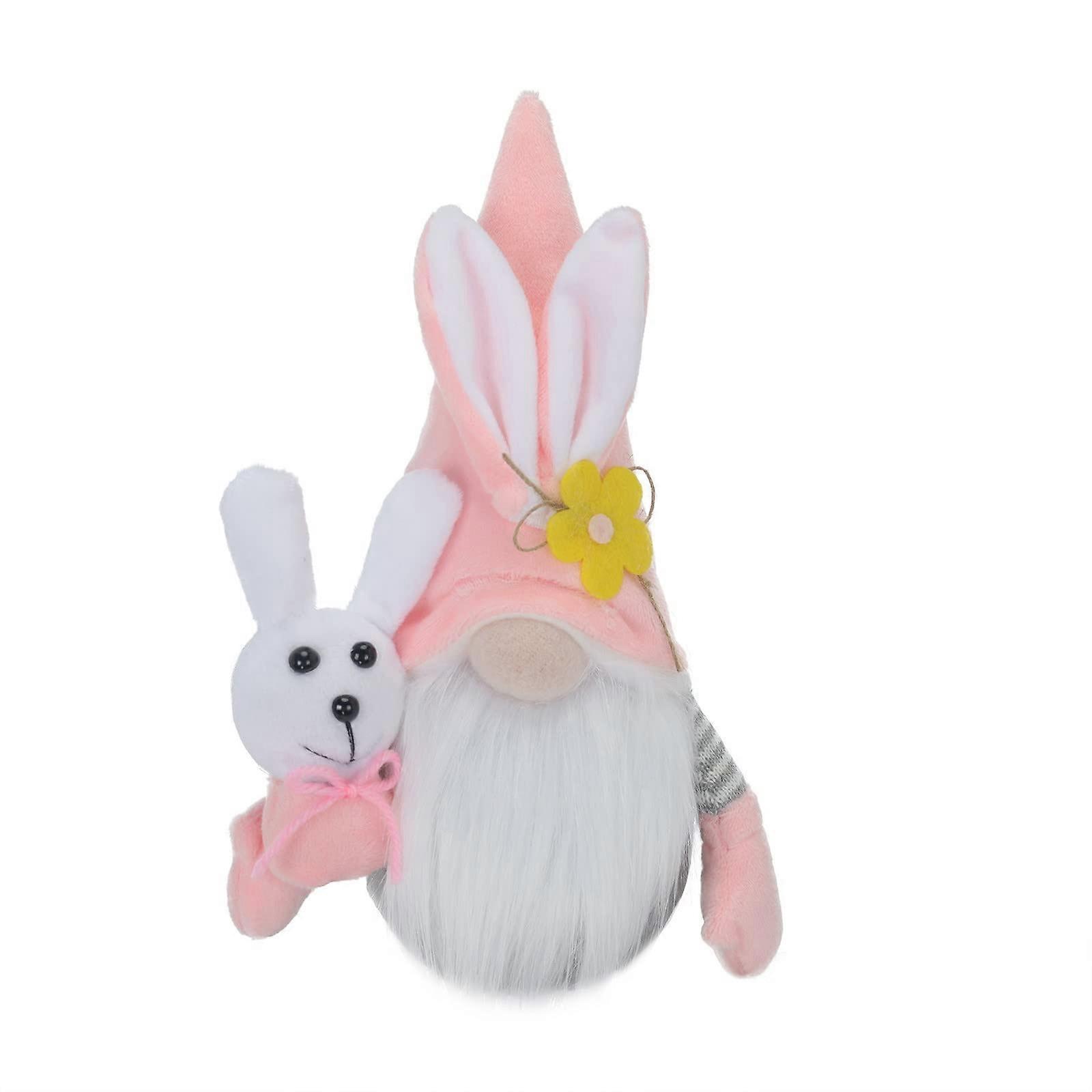 Handmade Easter Bunny Gnome Plush Decoration with Retractable Spring Legs, Scandinavian Tabletop Ornament