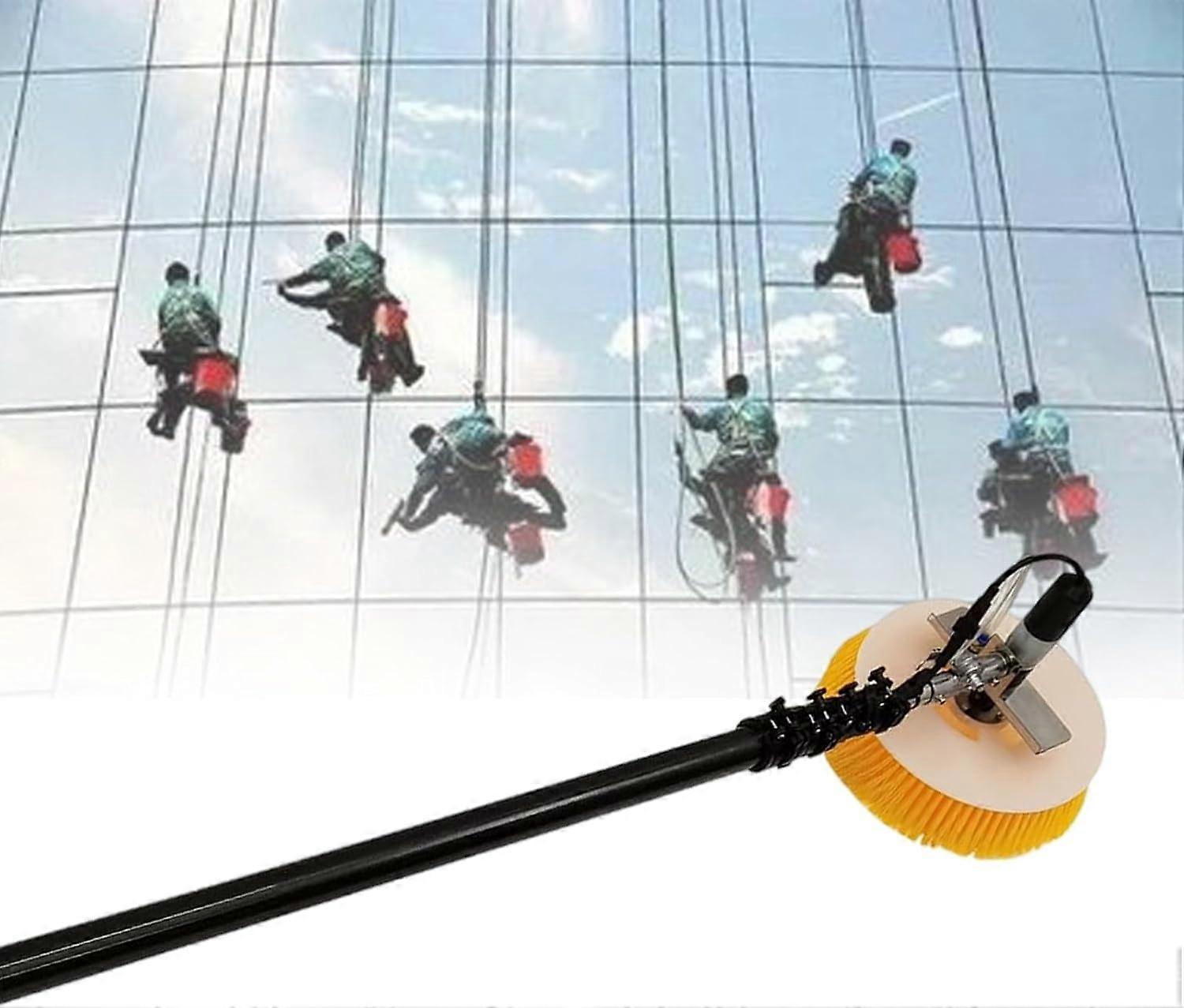 Telescopic Solar Panel Cleaning Brush with Water Spray, Scratch Dual Heads, 7.5M Pole