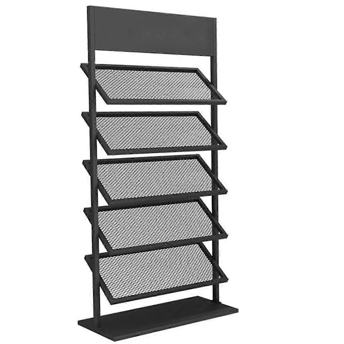 FloorStanding Tile Display Stand with Durable Iron Construction, MultiLayer Organizer, Black 67x35x150cm