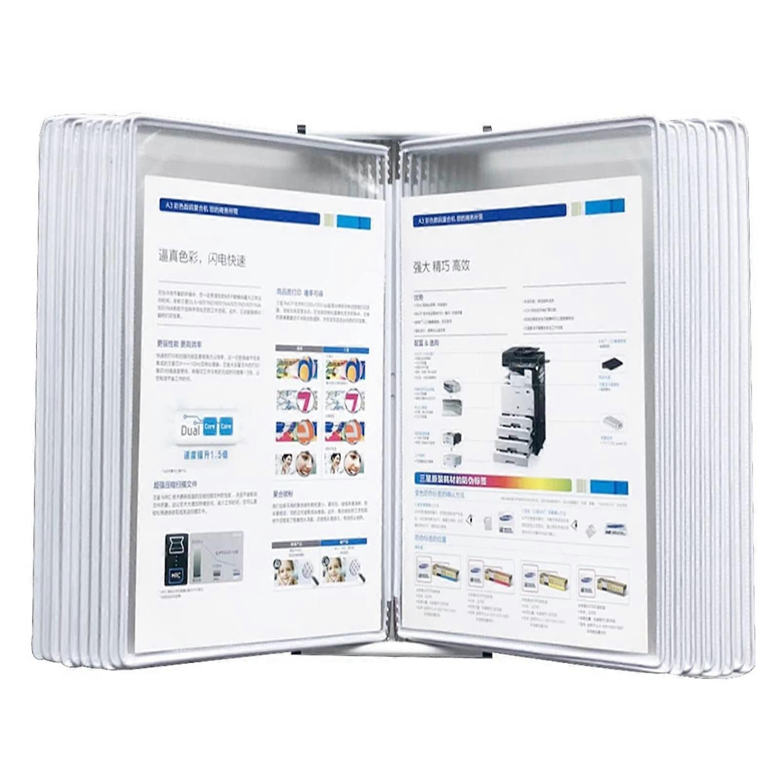 Wall Mounted File Organizer with 20 Display Pockets for A4 Documents, Color Coded Office Storage