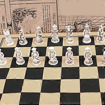  Antique Chess Small Leather Chess Board Qing Bing Lifelike Chess Pieces Characters Parenting Gifts Entertainment