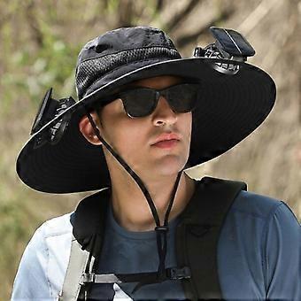 Men's sun hat with 3-speed wind adjustment, solar charging mode, summer outdoor fan hat