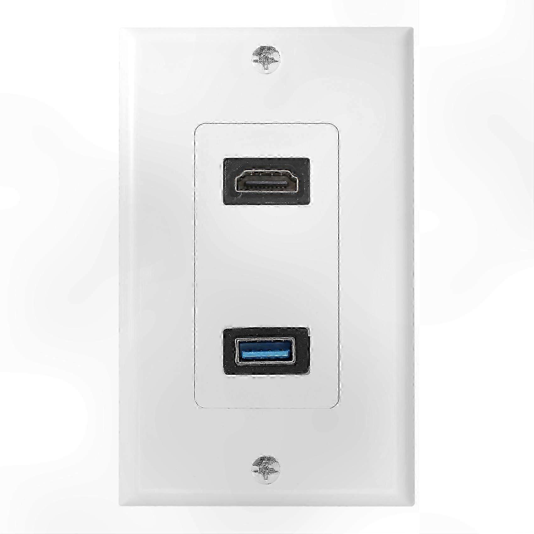 2-Port HDMI & USB 3.0 Wall Plate Adapter Extender Socket Panel