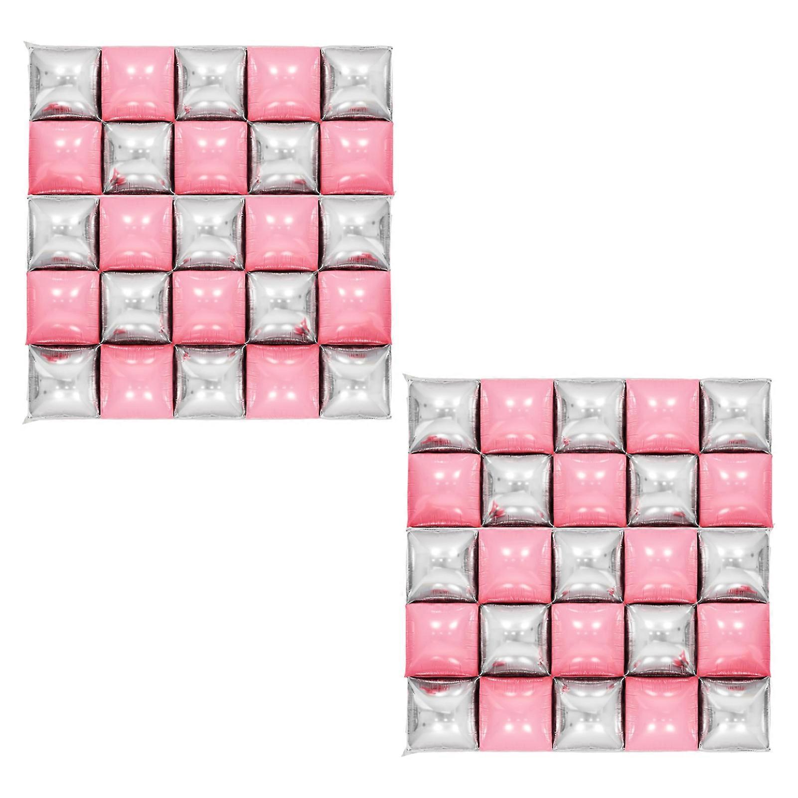 50 Pcs Square Foil Balloons Wall Backdrop Double Sided