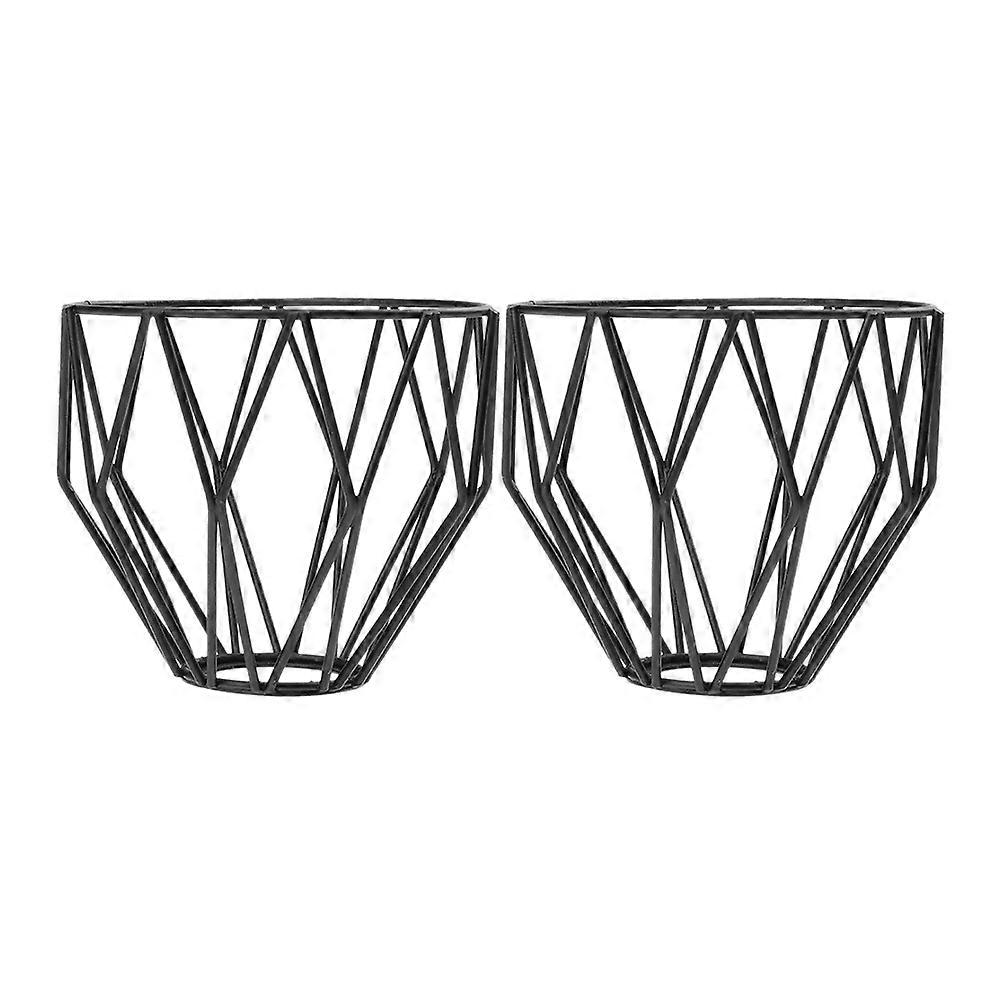Black Iron Pendant Light Shade for Decor 2Pcs Light Bulb Cage